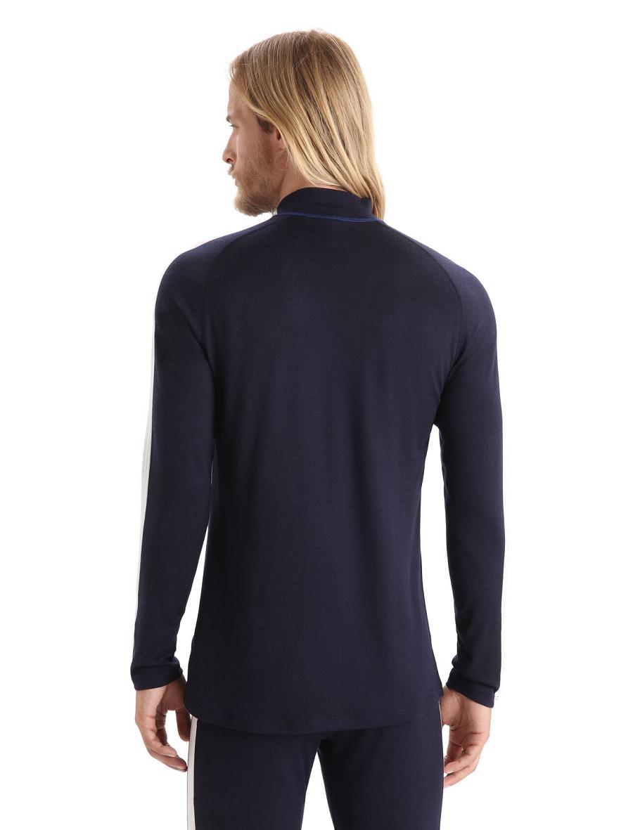 Midnight Navy / Royal Navy Men's Icebreaker Merino 200 Sonebula Long Sleeve High Neck Thermal Top Base Layers | USA 1346CTVE